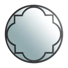 Glitzhome&reg; 23" Black Metal Glass Round Wall Mirror