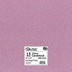 PA Paper&trade; Accents Glitter 12" x 12" Cardstock, 15 Sheets Sugar Plum