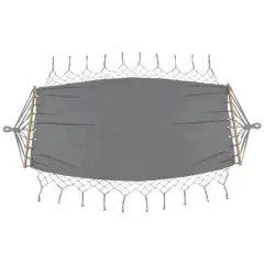 100" x 41" Hammock with Netted Fringe & Wooden Bars Gray