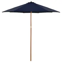 9ft. Outdoor Patio Market Umbrella with Wooden Pole Navy Blue