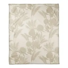 Tones Protea Blooms Coral Fleece Blanket Cream