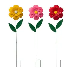 Glitzhome&reg; 3.5ft Assorted Multi-Functional Metal Dimensional Flower Yard Stake, 3ct.