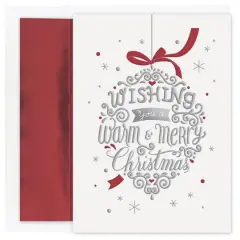 JAM Paper Sentiments Ornament Christmas Cards & Envelopes Set