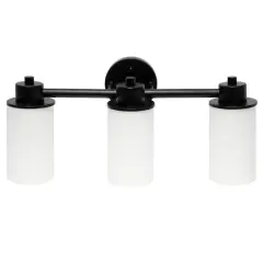 Lalia Home Essentix 3-Light White Shade Vanity Black