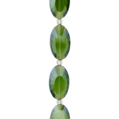 Green Glass Faceted Oval Beads, 20mm by Bead Landing&trade;