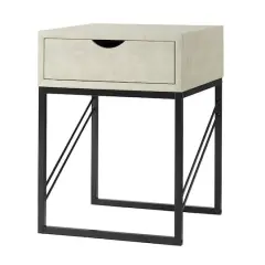 Walker Edison 18" 1-Drawer Shagreen Side Table Off White