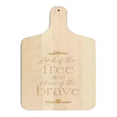 17" Land of the Free Home of the Brave Paddle Cutting Board Maple