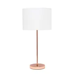 Simple Designs 23" White Fabric Shade Lamp Rose Gold