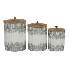 White Metal Farmhouse Decorative Jar Set