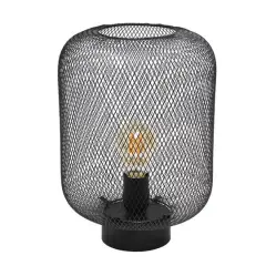 Simple Designs 12" Metal Mesh Industrial Table Lamp Black