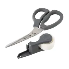 Sabatier 2-in-1 All-Purpose Gift Wrap Scissors with Removable Tape Dispenser Blade Cover Gray