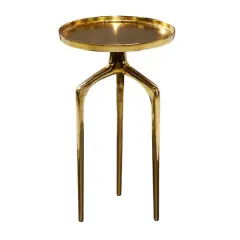 22" Gold Aluminum Contemporary Accent Table