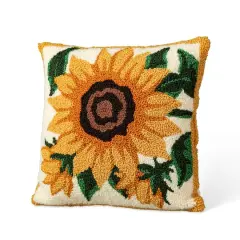 Glitzhome&reg; 14" Fall Hooked Sunflower Pillow