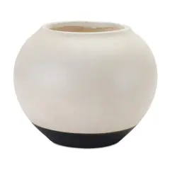 8.75" Black & Cream 2-Tone Ceramic Vase