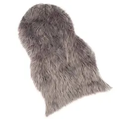 Hastings Home Faux Sheepskin Fur Rug, 2ft. x 3ft. Gray