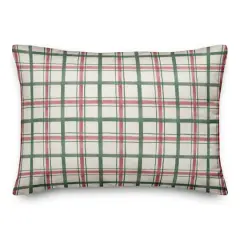 Watercolor Red Green Check Throw Pillow