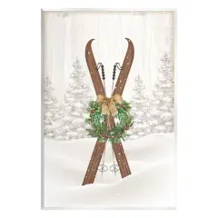 Stupell Industries Winter Skis Holiday Wreath Wall Plaque Art
