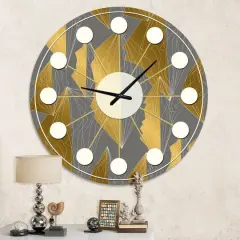 Designart 'Golden Polygon Pattern Mid-Century Modern Wall Clock