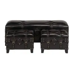 Dark Brown Cedar Traditional Storage Bench Set