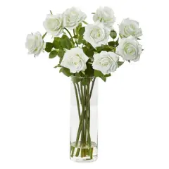 Rose Arrangement In Cylinder Vase Cream
