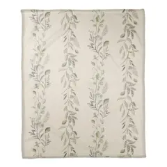 Vines Coral Fleece Blanket White
