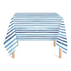 58" Blue Watercolor Stripes Tablecloth