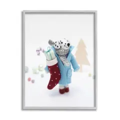 Stupell Industries Dalmatian Christmas Stocking Scene Framed Giclee Art Gray