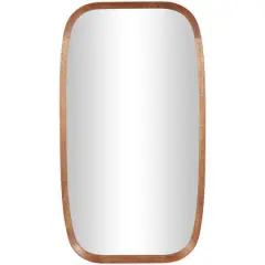 40" Brown Simplistic Wooden Wall Mirror with Rounded Edges
