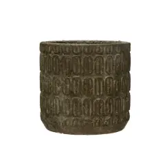 Hello Honey&reg; 7" Distressed Black Debossed Cement Planter