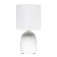 Simple Designs 10" Thimble Base Ceramic Table Lamp Off White