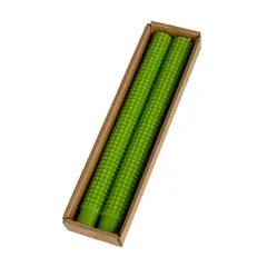Hello Honey&reg; 10" Green Unscented Hobnail Taper Candles, 2ct.