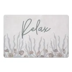 Relax Shell & Coral Border Floor Mat Blush Shell and Blue Coral Border on White