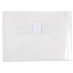 JAM Paper 5.5" x 7.5" Plastic Booklet Envelopes with Hook & Loop Closure, 24ct. Clear