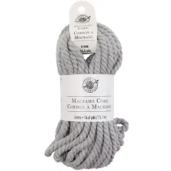 Macram&eacute; Cotton Cord by Loops & Threads&reg;, 50ft. Charcoal