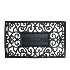 Black Scroll Welcome Doormat