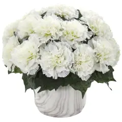 10" Carnation Arrangement in Marble Finished Vase Assorted