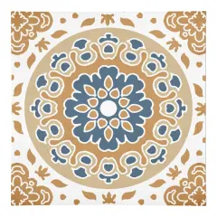 Blue and Yellow Mandala 10" x 10" Cotton Twill Napkin