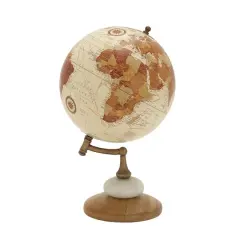 13" Cream Mango Wood & Marble Contemporary Globe