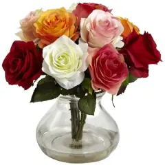 11" Multicolor Rose Arrangement in Vase