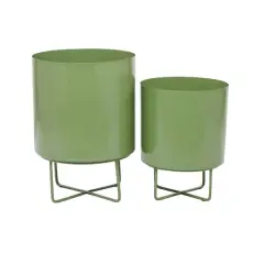 Green Modern Planter, Set of 2" 16", 13"