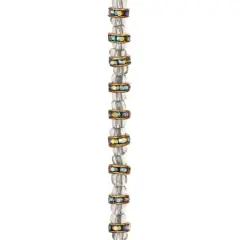 Metal Rhinestone Aurora Borealis Rondelle Beads, 6mm by Bead Landing&trade;