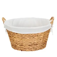 Household Essentials 12.5" Round Wicker Laundry Basket with Handles Natural
