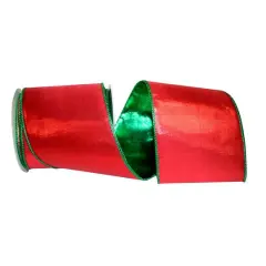 Reliant 4" Lam&eacute; Luxury Wired Ribbon Red and Green