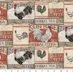 Susan Winget Farmhouse Rooster Patch Cotton Fabric