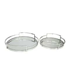 Silver Contemporary Tray, Set of 2" 19", 14"