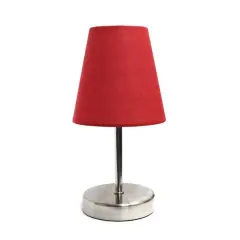 Creekwood Home Nauru 10.5" Sand Nickel Petite Metal Stick Table Lamp Red