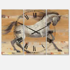Designart 'Southwest Beige Horse Farmhouse Multipanel Wall Clock