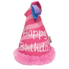 fouFIT Birthday Hat Crinkle Plush Dog Toy Pink