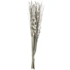40" Gray Dried Plant Floral Bouquet Branch Natural Foliage with Grass Stems