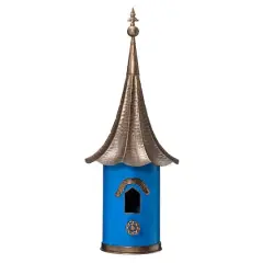 Glitzhome&reg; 32" Retro Blue Metal Pagoda Birdhouse